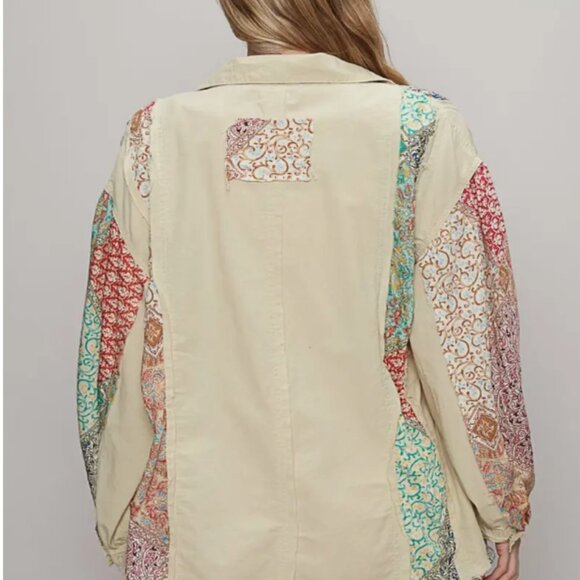 POL NEW RELEASE PATCHWORK BUTTON DOWN OVERSIZED SHIRT - Picture 3 of 6